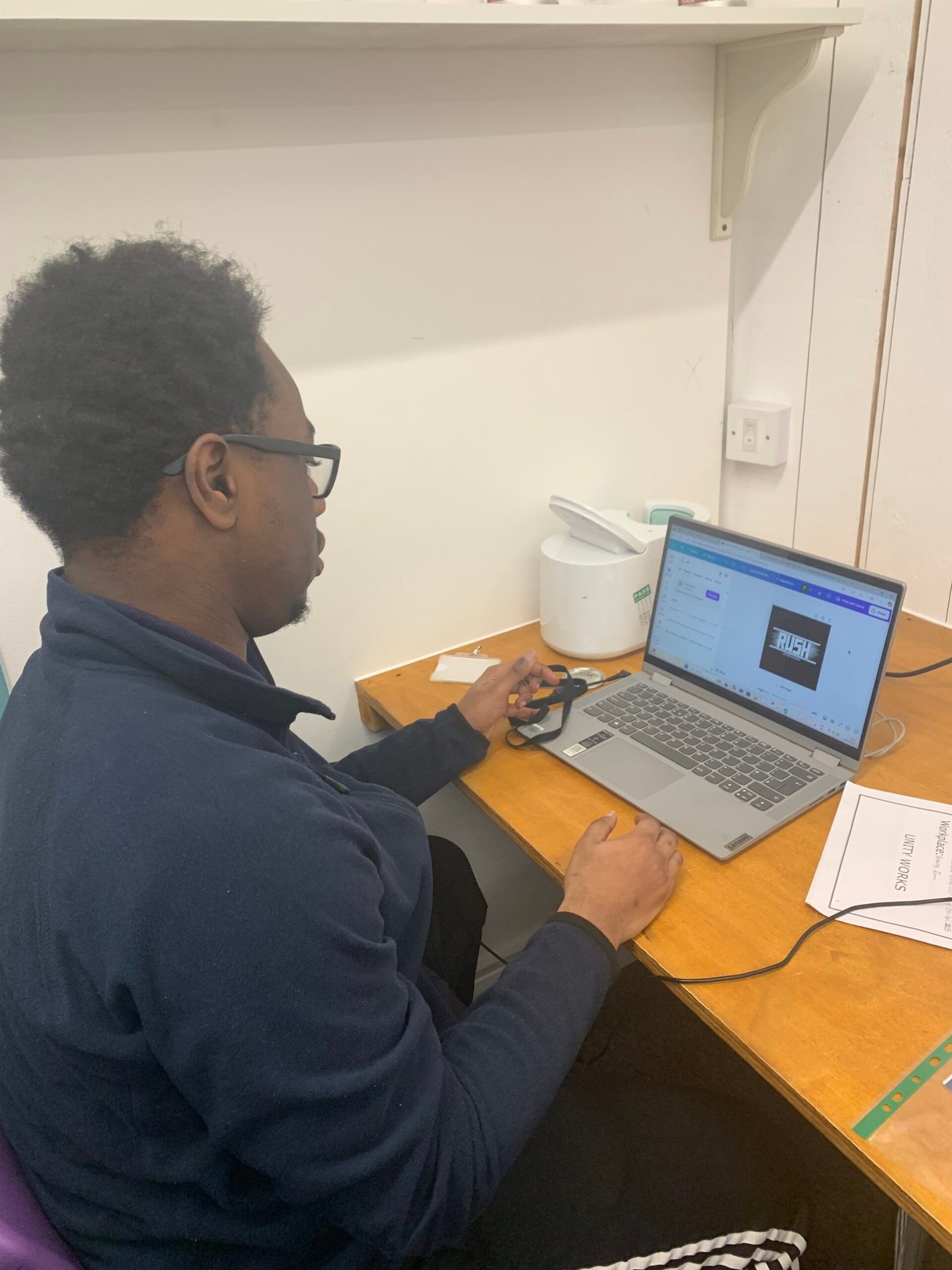 Learner using a computer for daily living skills